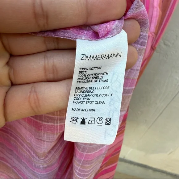 Zimmermann Bonita Tie Shoulder Striped Cotton Sundress Size 10 - Picture 8 of 10